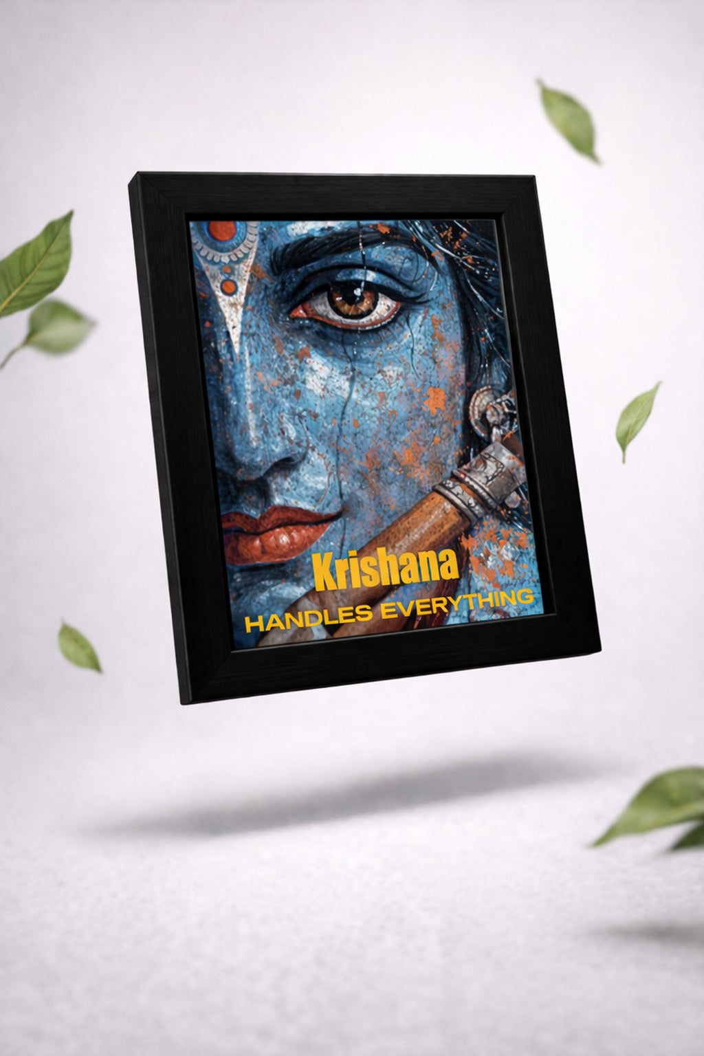 Krishna Wall Frame 8x10 Premium Black Frame | Spiritual Wall Art | Krishna Handles Everything | Home Decor