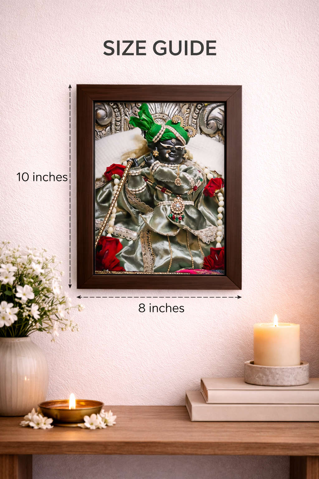 Radha Raman Wooden Devotional Frame | Beautiful Krishna Photo Frame for Home Temple