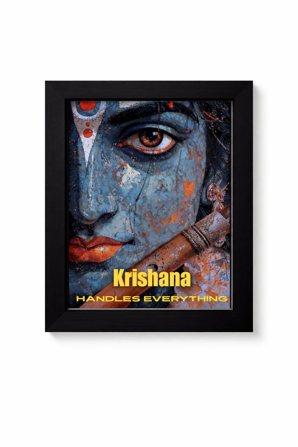 Krishna Wall Frame 8x10 Premium Black Frame | Spiritual Wall Art | Krishna Handles Everything | Home Decor