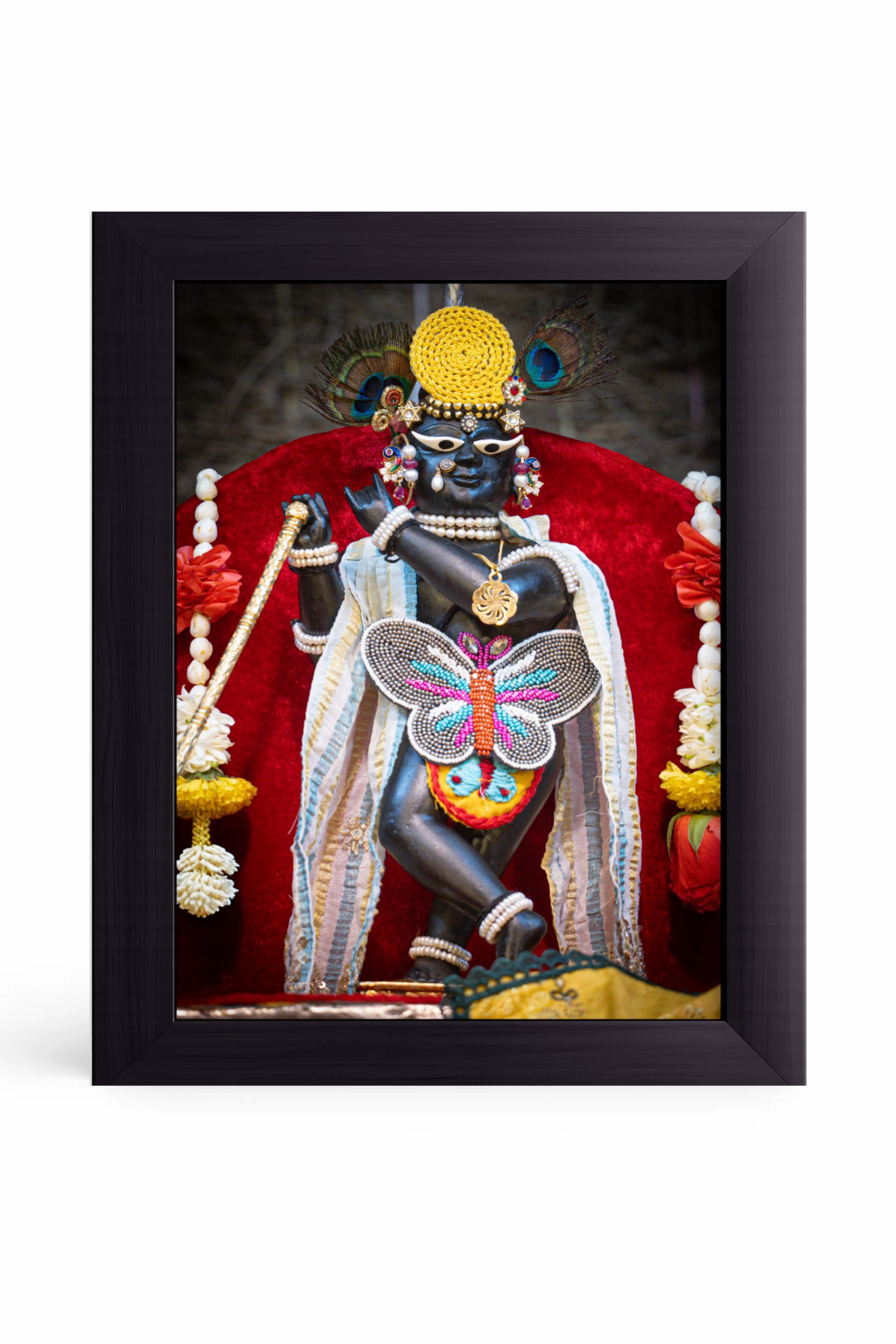 Shri Radha Raman Lal Ji Luxury Wooden Photo Frame | Premium Krishna Wall Decor for Home Temple & Spiritual Gifts