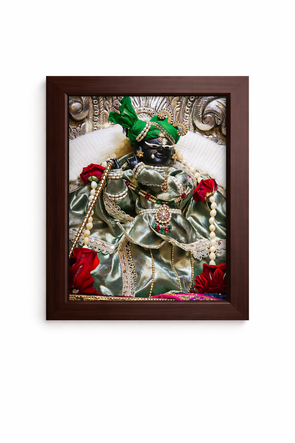Radha Raman Wooden Devotional Frame | Beautiful Krishna Photo Frame for Home Temple