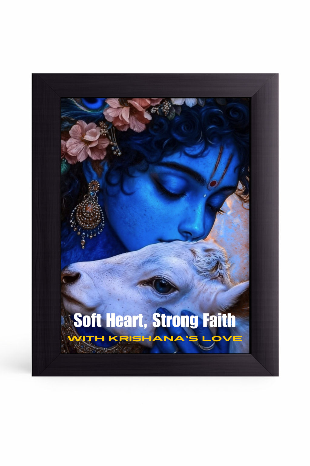 Luxury Shri Radha Raman home temple decor frame with divine devotional aesthetics